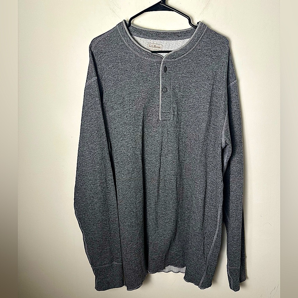 L.L. BEAN Men’s Gray Cotton Blend Long Sleeve Button Up Sweater Size XL Tall